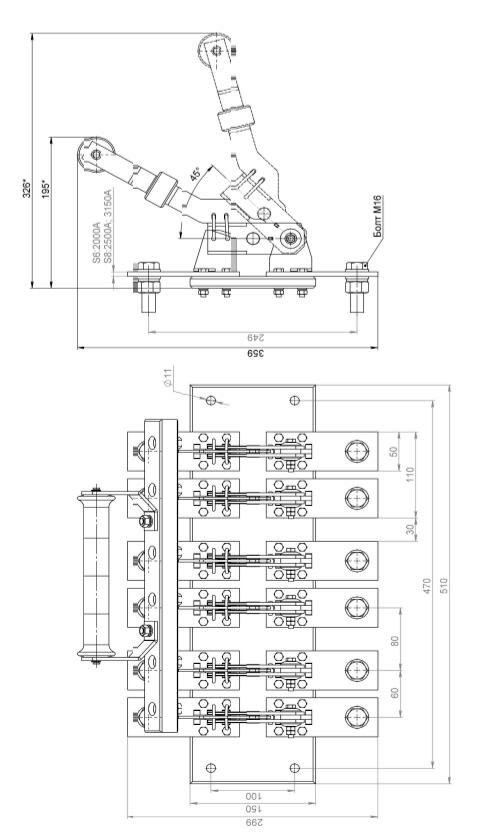 габаритные размеры Разъединитель РЕ19-45  31110 2500А
