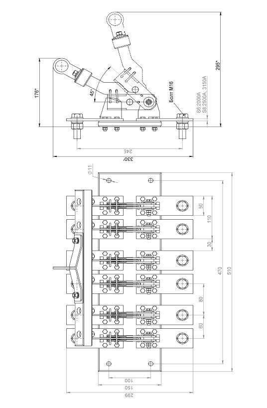 габаритные размеры Разъединитель РЕ19-44  31190 2000А