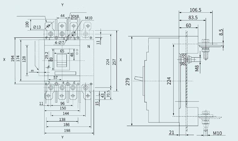 Габаритные размеры Выключатель А3794 400А выдвижной Габаритные размеры Выключатель А3794 400А выдвижной