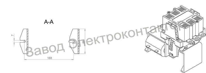 Габаритные и установочные размеры контактора МК1-30
