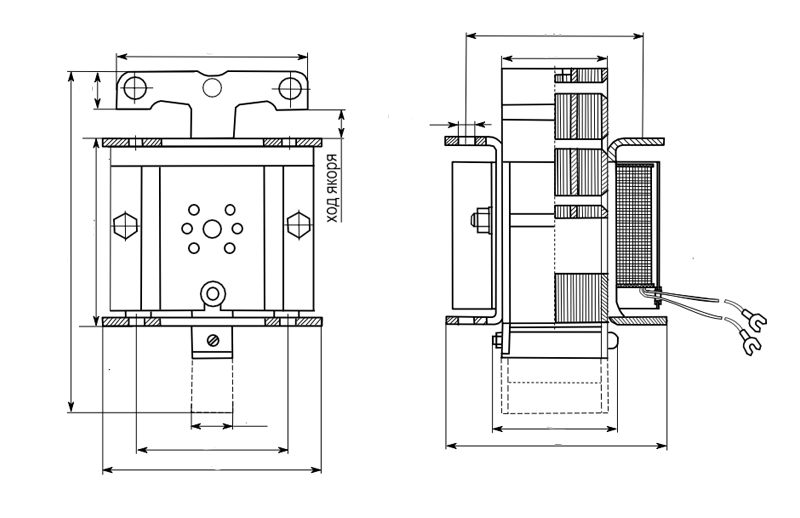 Габаритные размеры Электомагнита ЭМИС 1200